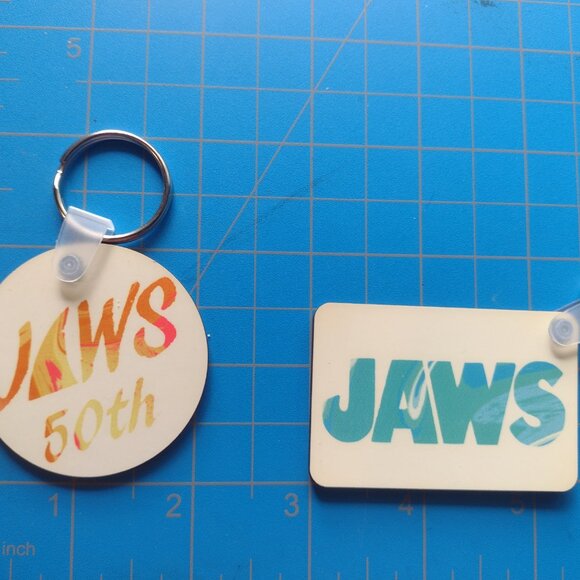 Jaws and Jaws 50th Anniversary themed handmade Koozies and keychain set - Picture 3 of 5